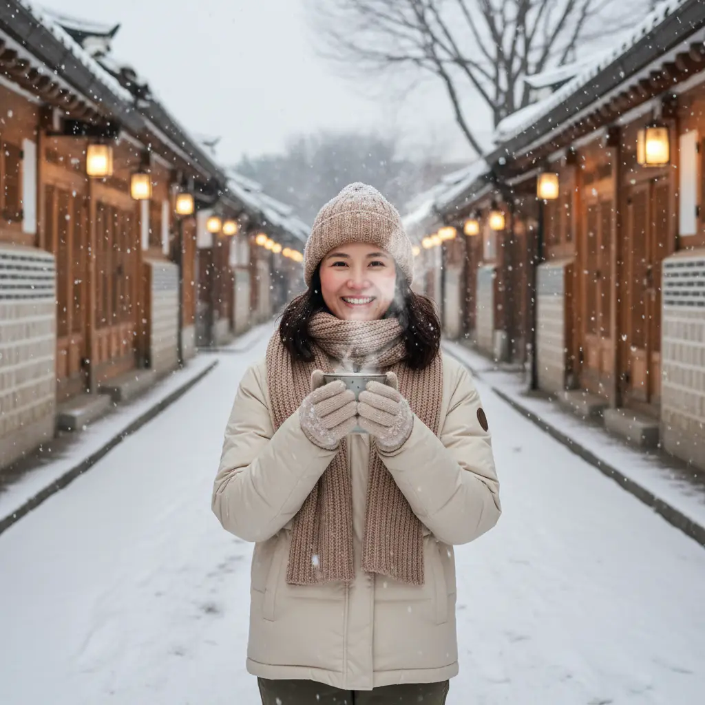 한옥마을의 겨울밤