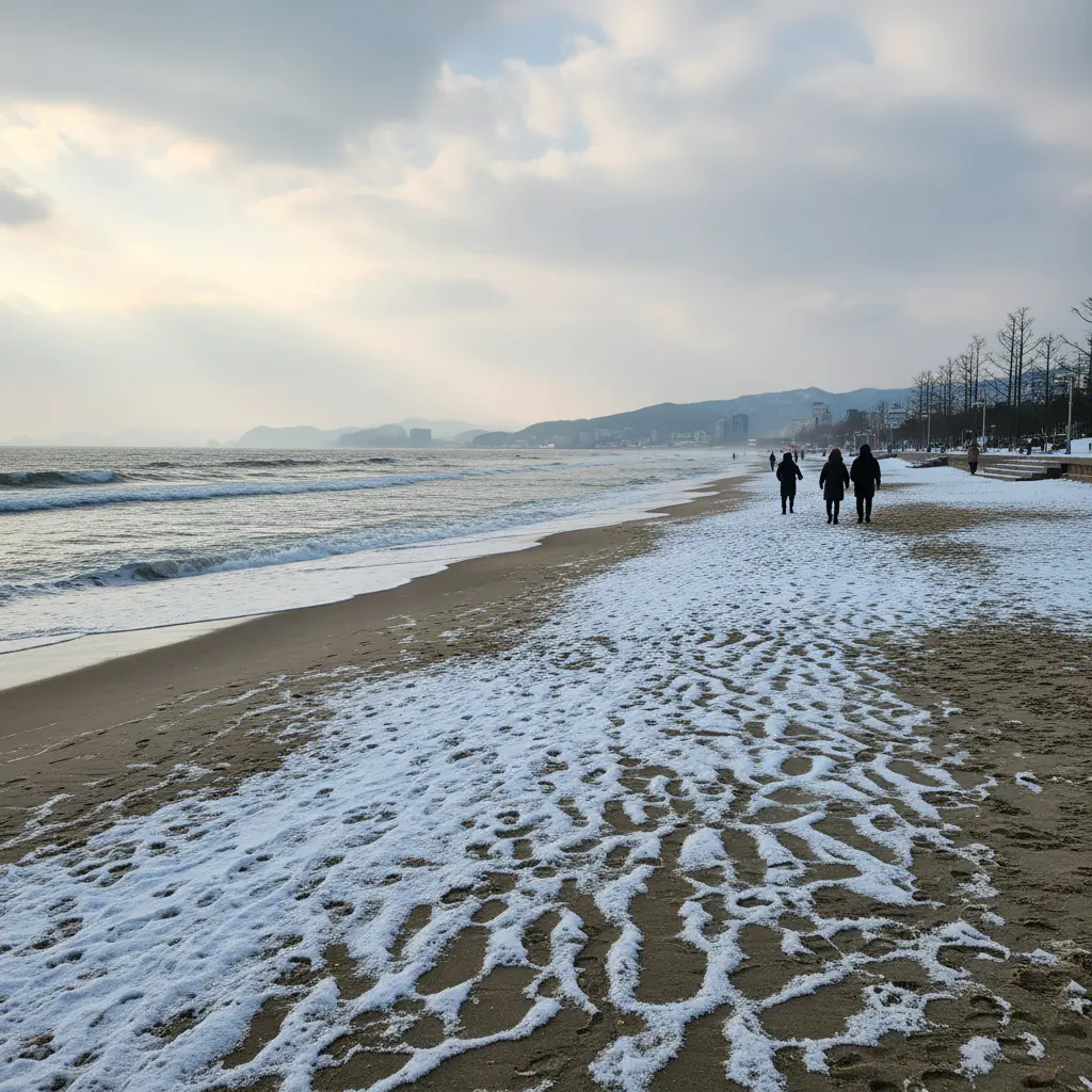 겨울 해운대 해수욕장